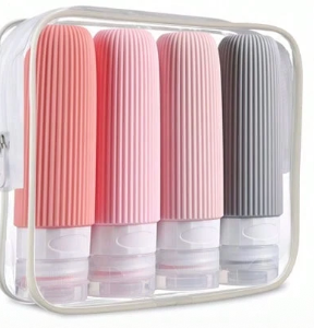 4pcs Travel Essentials Cosmetic Set, Including Lotion, Shampoo, Body Wash, Squeeze Tube